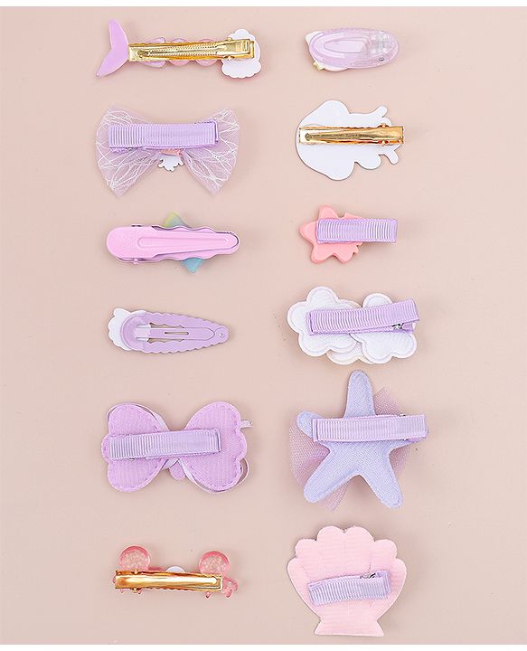 Babyhug Hair Pins And Clips  Free Size Pack of 12 - Purple