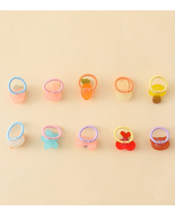 Babyhug Hair Rubber Bands with Animal Applique Pack of 5 Free Size - Multicolor