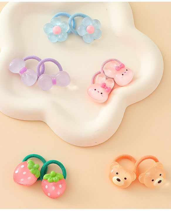 Babyhug Hair Rubber Bands Pack of 5 Free Size - Multicolor