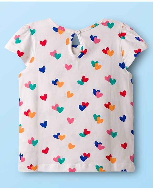 Babyhug 100% Cotton Knit Half Sleeves T-Shirts with Heart & Polka Dot Print Pack of 3 - Navy Blue Red & White