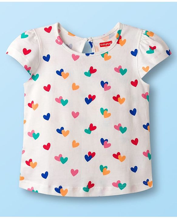 Babyhug 100% Cotton Knit Half Sleeves T-Shirts with Heart & Polka Dot Print Pack of 3 - Navy Blue Red & White