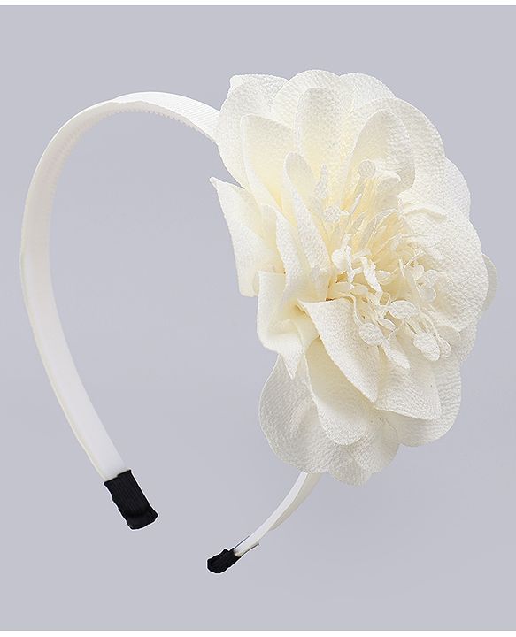 Babyhug Free Size Hair Band With Floral Applique - White