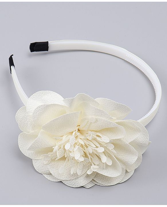 Babyhug Free Size Hair Band With Floral Applique - White