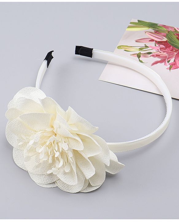 Babyhug Free Size Hair Band With Floral Applique - White