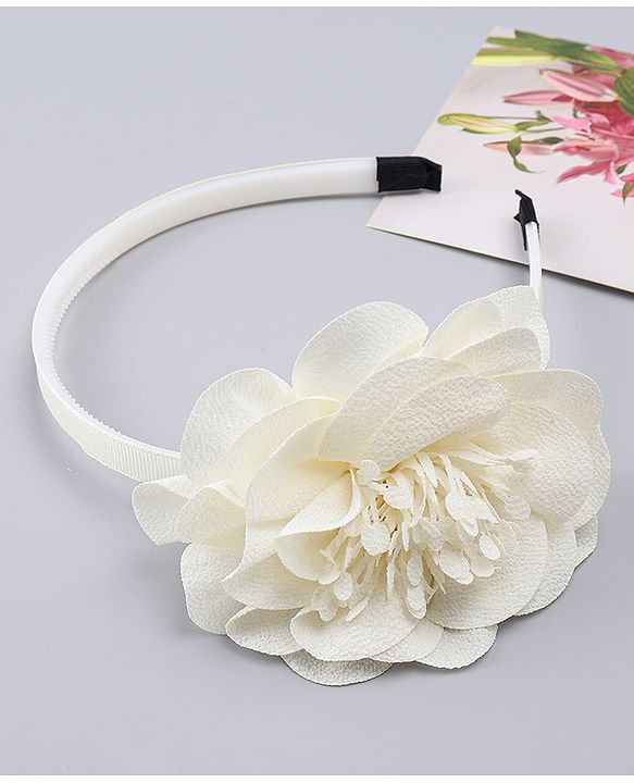 Babyhug Free Size Hair Band With Floral Applique - White