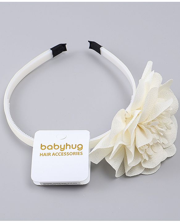 Babyhug Free Size Hair Band With Floral Applique - White
