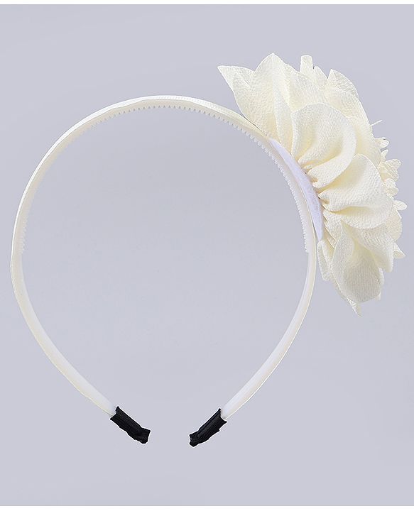 Babyhug Free Size Hair Band With Floral Applique - White