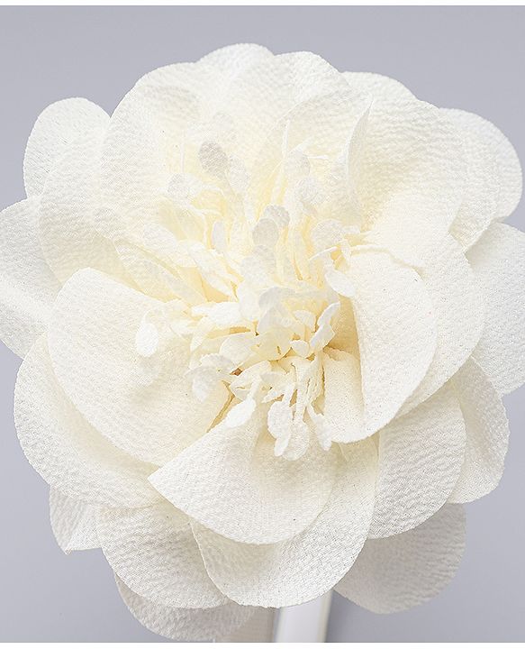 Babyhug Free Size Hair Band With Floral Applique - White