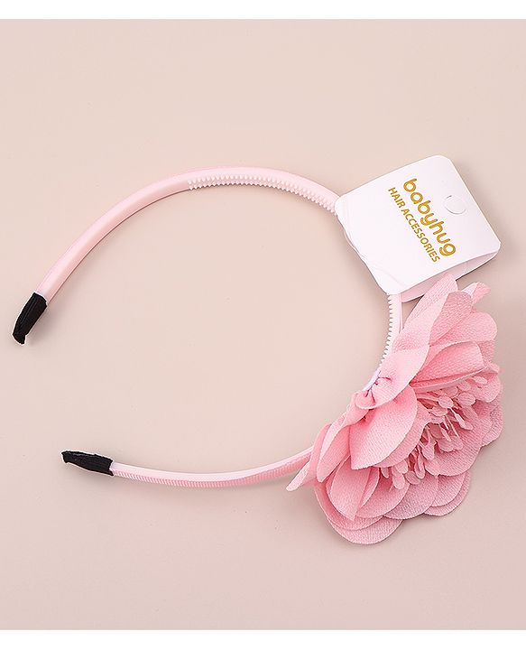 Babyhug Free Size Hair Band With Floral Applique - White