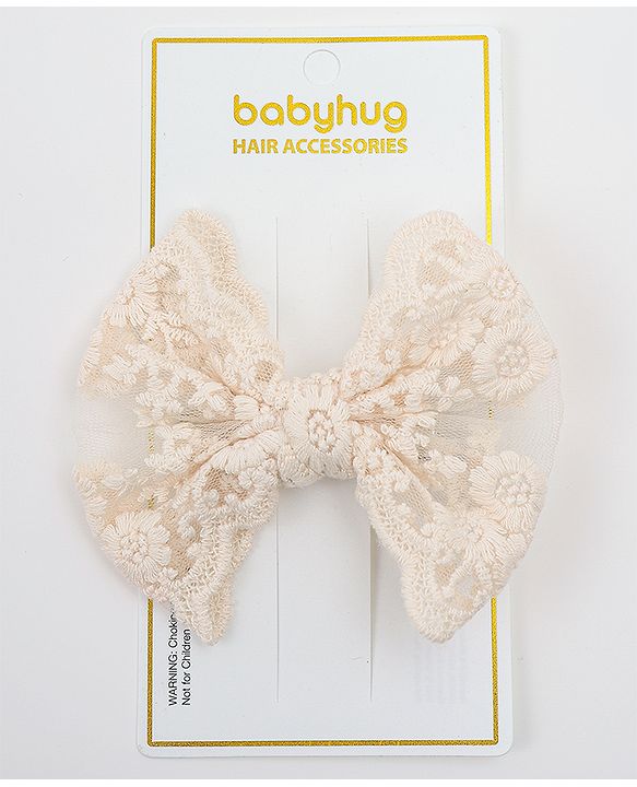 Babyhug Bow & Butterfly Clips  Free Size - Beige