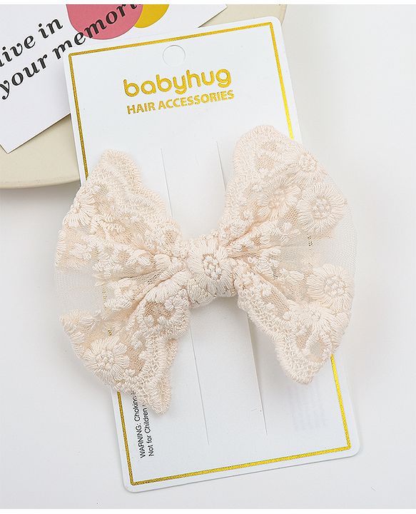 Babyhug Bow & Butterfly Clips  Free Size - Beige
