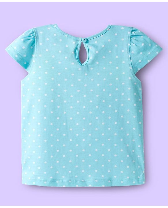 Babyhug 100% Cotton Knit Half Sleeves T-Shirts with Floral & Polka Dot Print Pack of 3 - Light Blue Pink & White