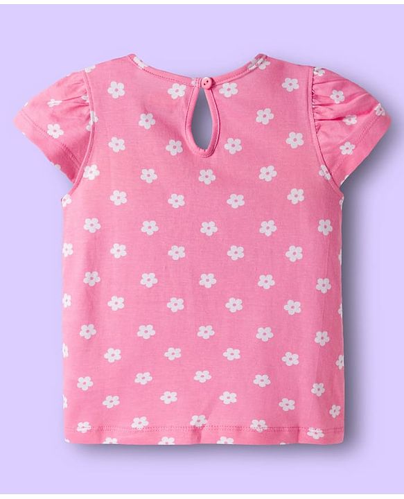 Babyhug 100% Cotton Knit Half Sleeves T-Shirts with Floral & Polka Dot Print Pack of 3 - Light Blue Pink & White