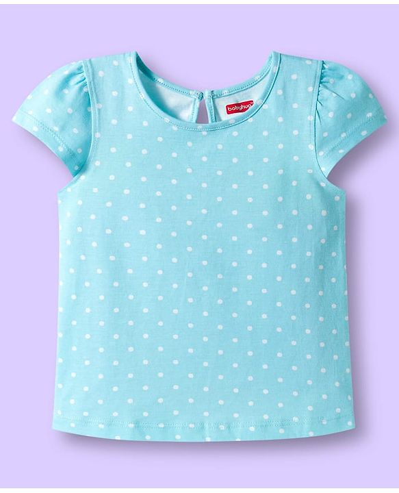 Babyhug 100% Cotton Knit Half Sleeves T-Shirts with Floral & Polka Dot Print Pack of 3 - Light Blue Pink & White