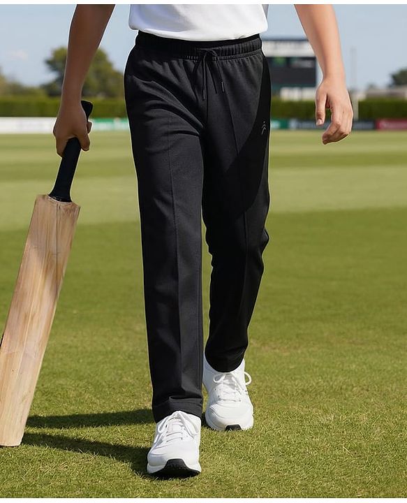 Pine Active Woven Full Length Super Stretch Solid Coloured Track Pant - Black