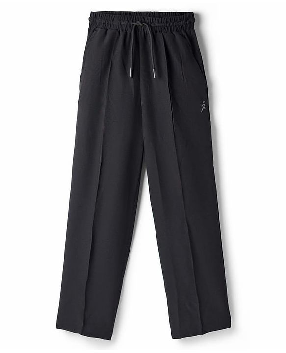 Pine Active Woven Full Length Super Stretch Solid Coloured Track Pant - Black