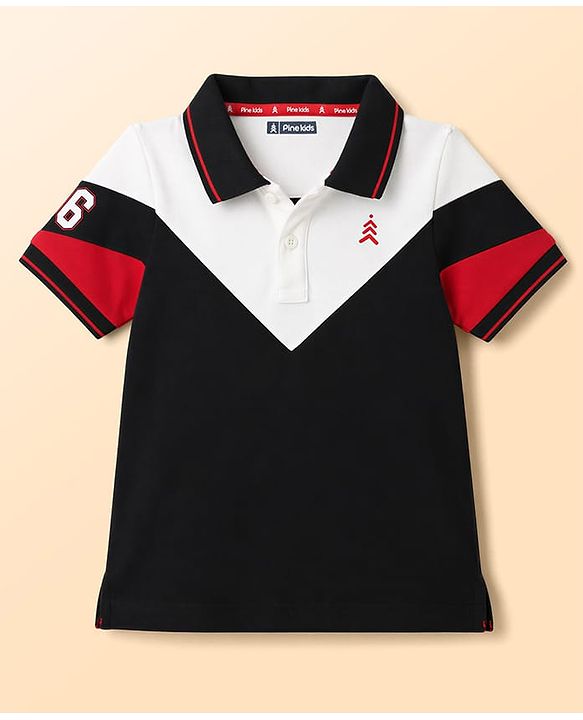 Pine Kids Cotton Knit T-Shirts Polo Neck Half Sleeves  Front & Back Graphic Multi Colors 4-5 Years
