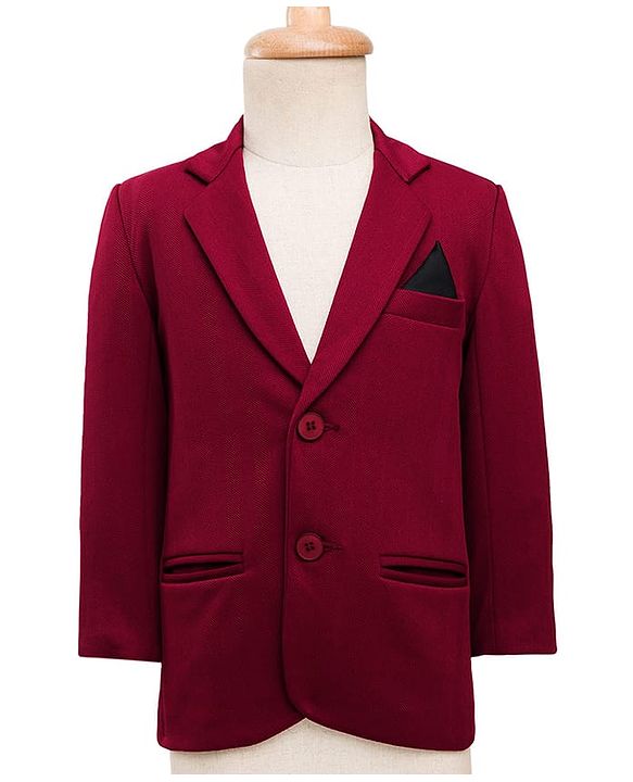 Babyhug Knit Full Sleeves 3 Piece Party Suit With Bow - Maroon