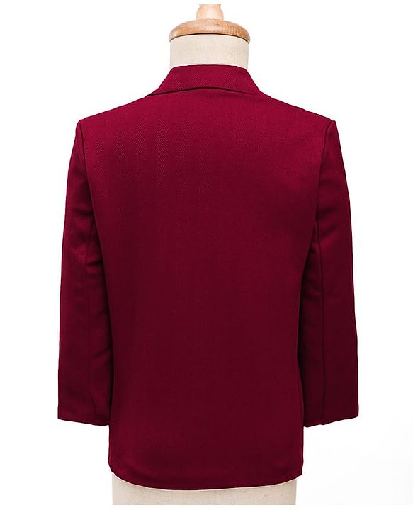 Babyhug Knit Full Sleeves 3 Piece Party Suit With Bow - Maroon