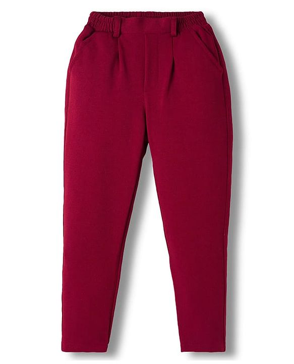 Babyhug Knit Full Sleeves 3 Piece Party Suit With Bow - Maroon