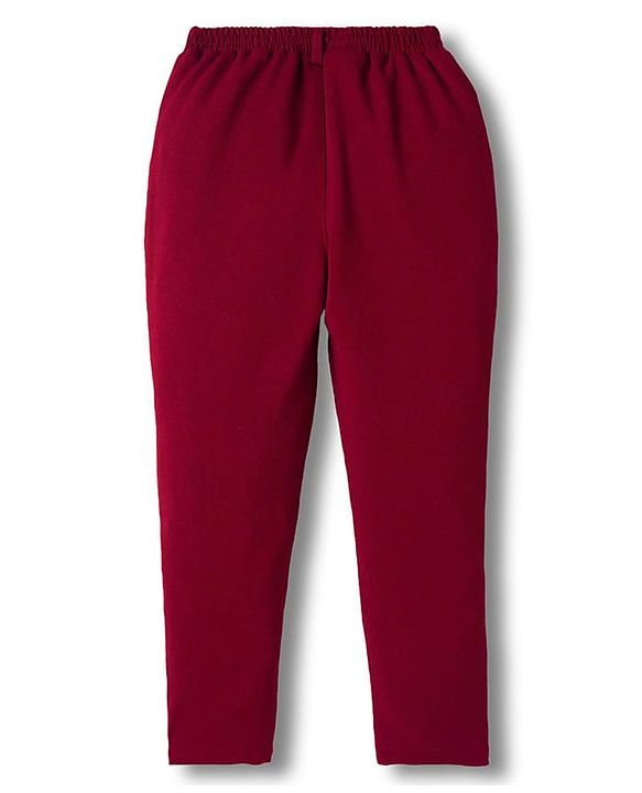 Babyhug Knit Full Sleeves 3 Piece Party Suit With Bow - Maroon