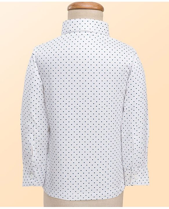Babyhug Velour Woven Full Sleeves Polka Dot Printed 3 Piece Party Suits with Bow - Navy Blue