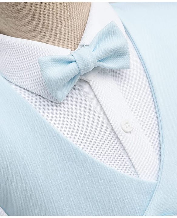 Babyhug Woven Full Sleeves Solid Color 3 Piece Party Suits with Bow - Aqua Blue