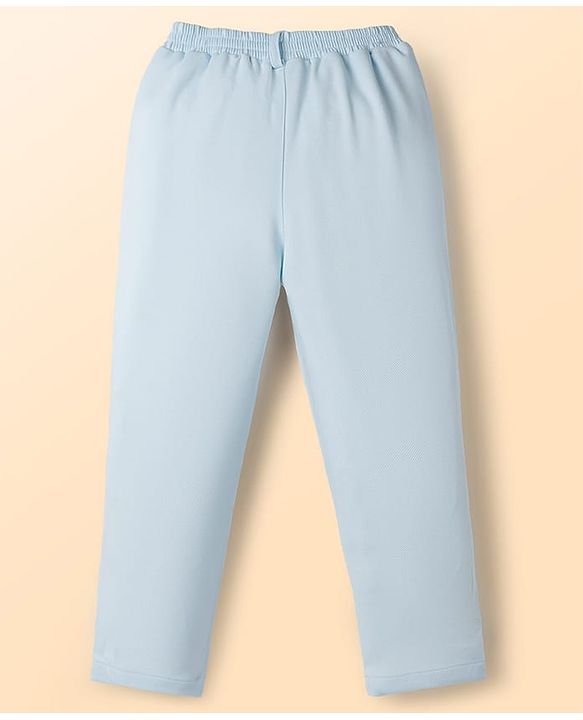 Babyhug Woven Full Sleeves Solid Color 3 Piece Party Suits with Bow - Aqua Blue