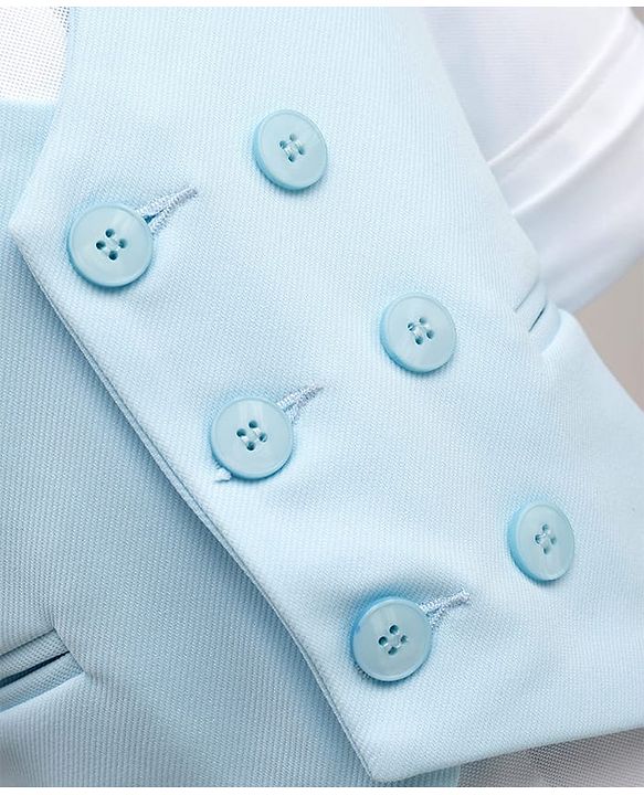 Babyhug Woven Full Sleeves Solid Color 3 Piece Party Suits with Bow - Aqua Blue