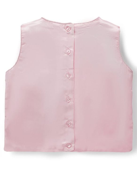 Babyhug Woven Sleeveless Mesh Top & Skirt Set With Sequin Detailing - Multicolour