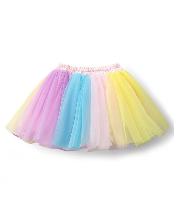 Babyhug Woven Sleeveless Mesh Top & Skirt Set With Sequin Detailing - Multicolour