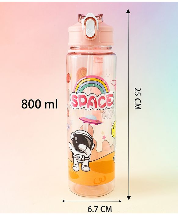 Little Astronaut Straw Sipper Water Bottle 800ML - Pink| BPA Free