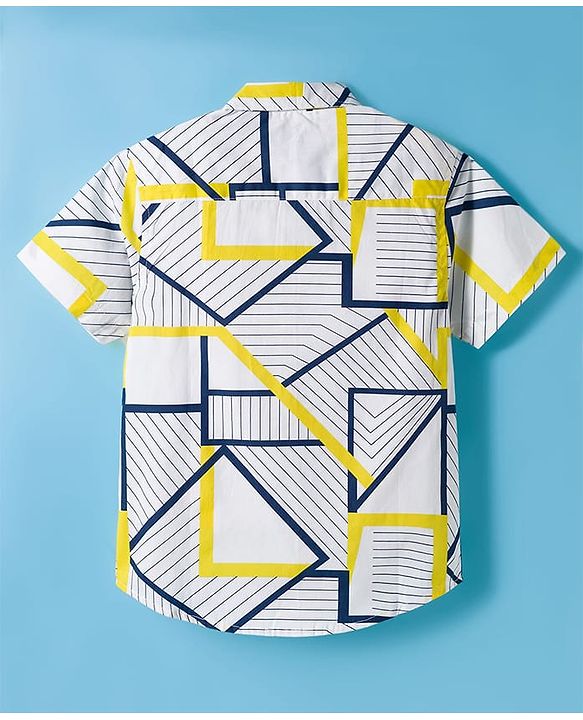 Pine Kids Viscose Woven Half Sleeves Shirt With Stripes - White