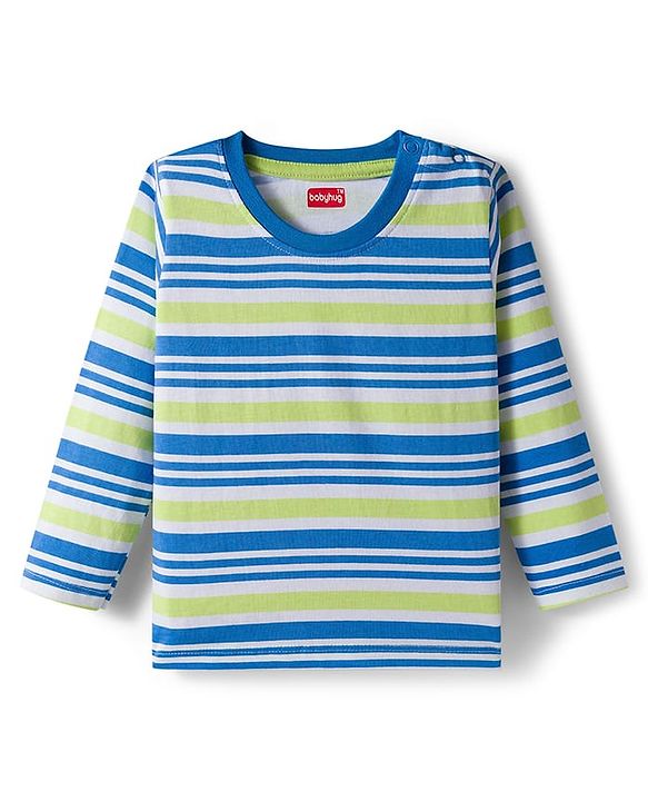 Babyhug 100% Cotton Knit Full Sleeves T-Shirts with Bear Print & Stripes Pack of 3 - Multicolor