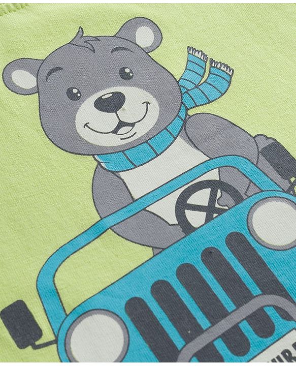 Babyhug 100% Cotton Knit Full Sleeves T-Shirts with Bear Print & Stripes Pack of 3 - Multicolor
