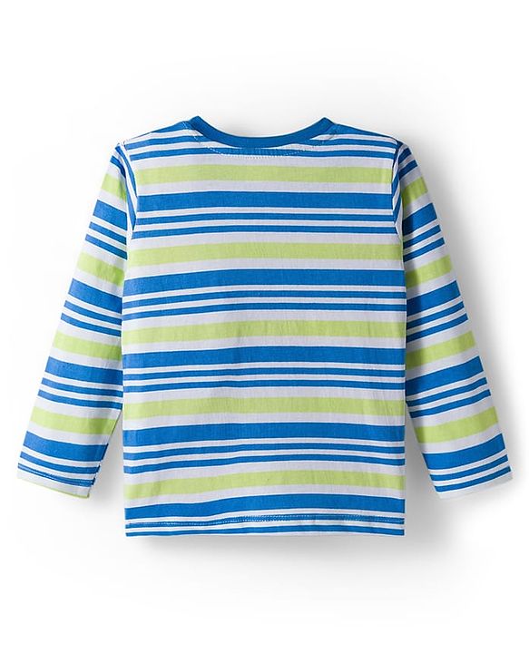 Babyhug 100% Cotton Knit Full Sleeves T-Shirts with Bear Print & Stripes Pack of 3 - Multicolor