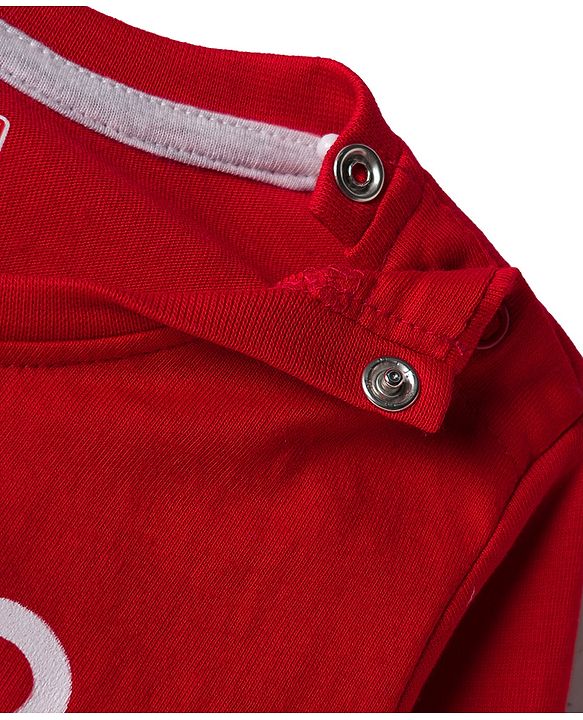 Babyhug 100% Cotton Knit Full Sleeves T-Shirt with Text Graphic - Red