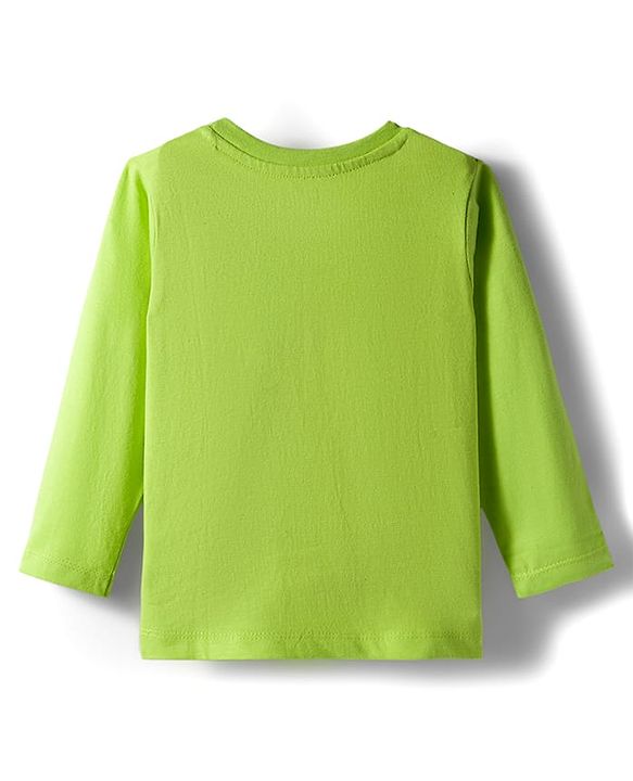 Babyhug 100% Cotton Knit Full Sleeves T-Shirts with Animal Graphics Pack of 3 - Navy Blue Lime Green & Coral
