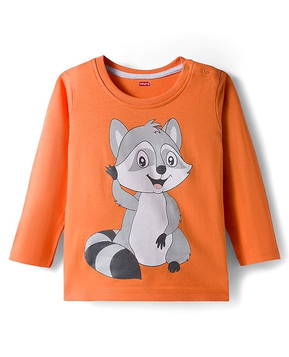 Babyhug 100% Cotton Knit Full Sleeves T-Shirts with Animal Graphics Pack of 3 - Navy Blue Lime Green & Coral