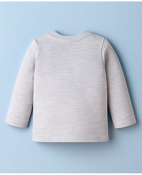 Babyhug Single Jersey Knit Full Sleeves T-Shirt with Bear Graphic - Grey