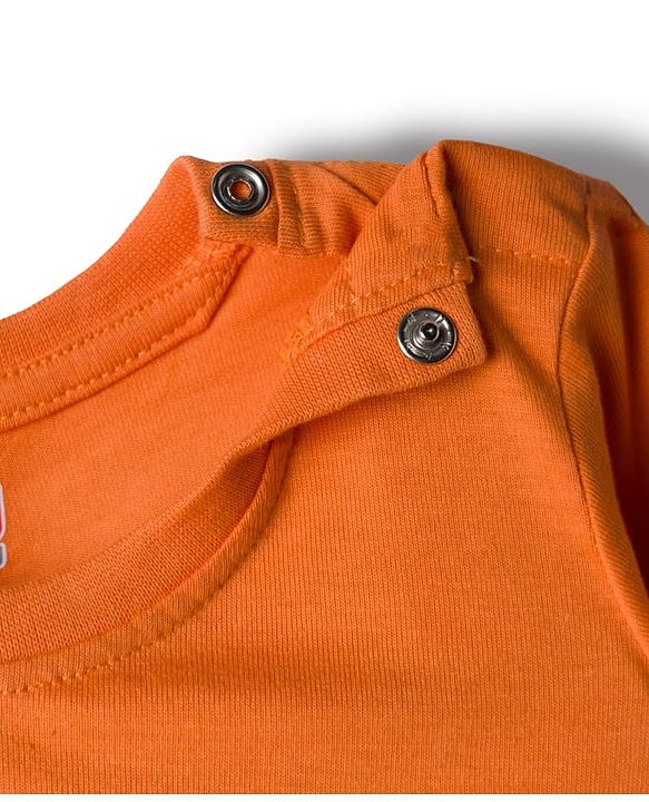 Babyhug 100% Cotton Knit Full Sleeves T-Shirt with Text Graphic - Orange