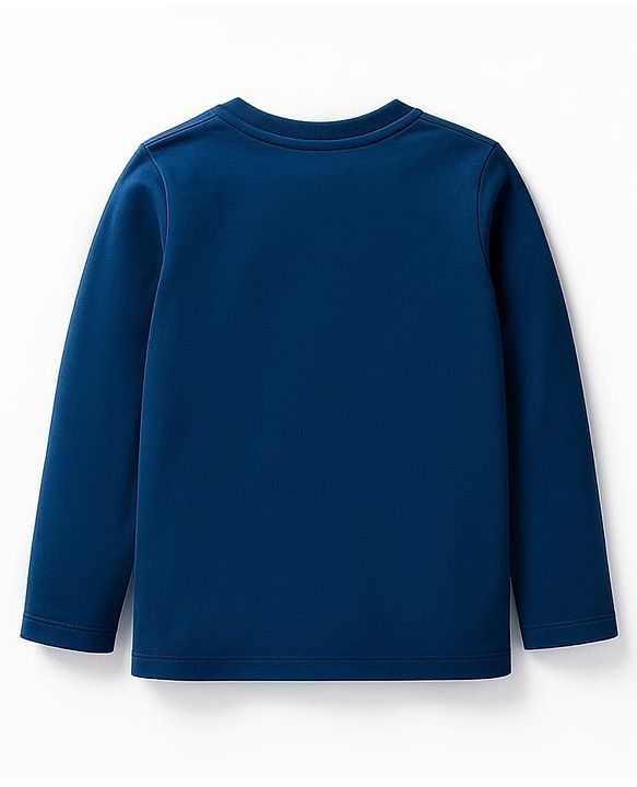 Babyhug 100% Cotton Knit Full Sleeves T-Shirt with Text Graphic - Navy Blue