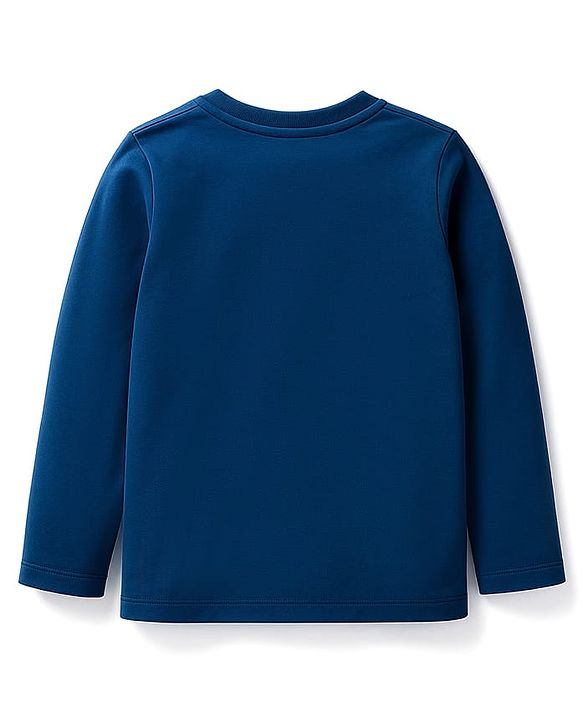 Babyhug 100% Cotton Knit Full Sleeves T-Shirt with Squirrel Graphic - Navy Blue