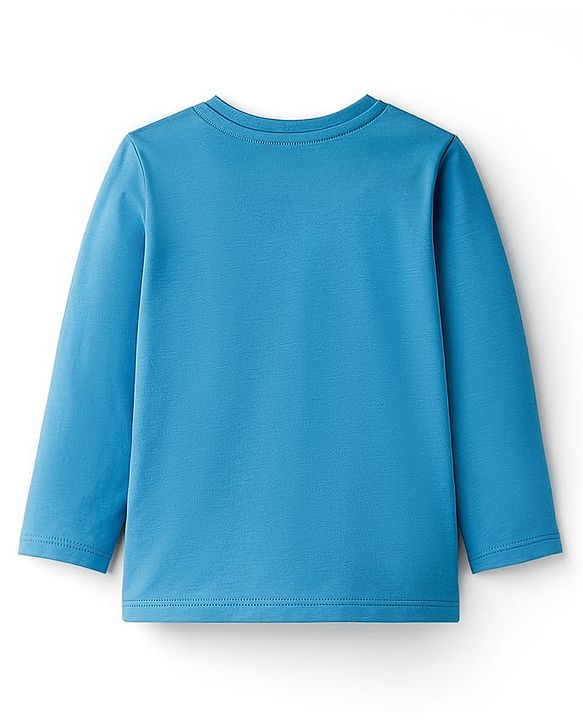 Babyhug 100% Cotton Knit Full Sleeves T-Shirt with Squirrel Graphic - Light Blue