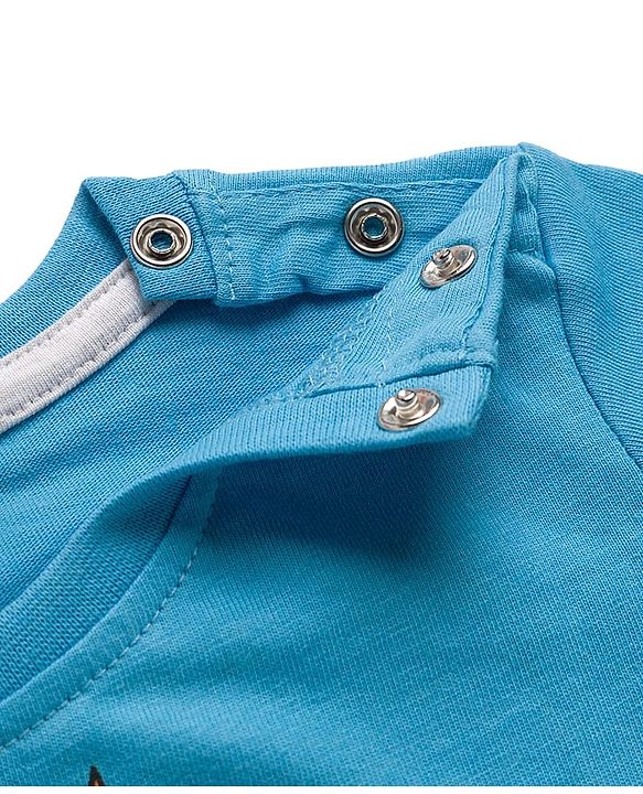 Babyhug 100% Cotton Knit Full Sleeves T-Shirt with Squirrel Graphic - Light Blue