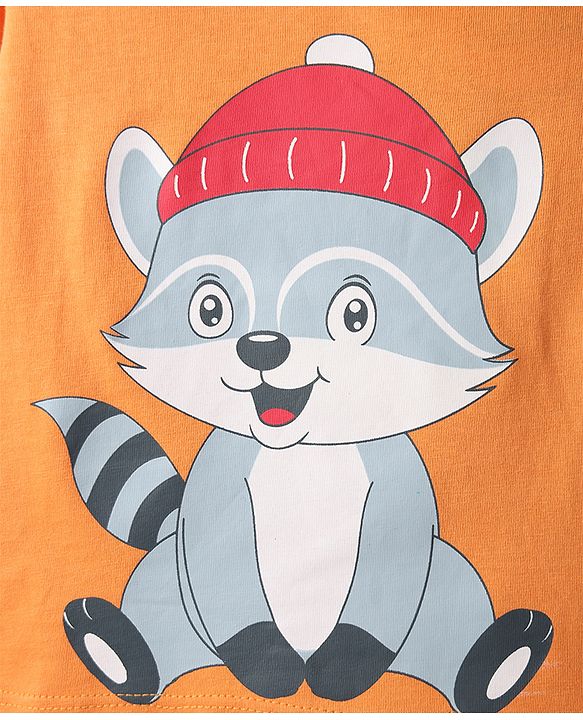 Babyhug 100% Cotton Knit Full Sleeves T-Shirt with Squirrel Graphic - Orange