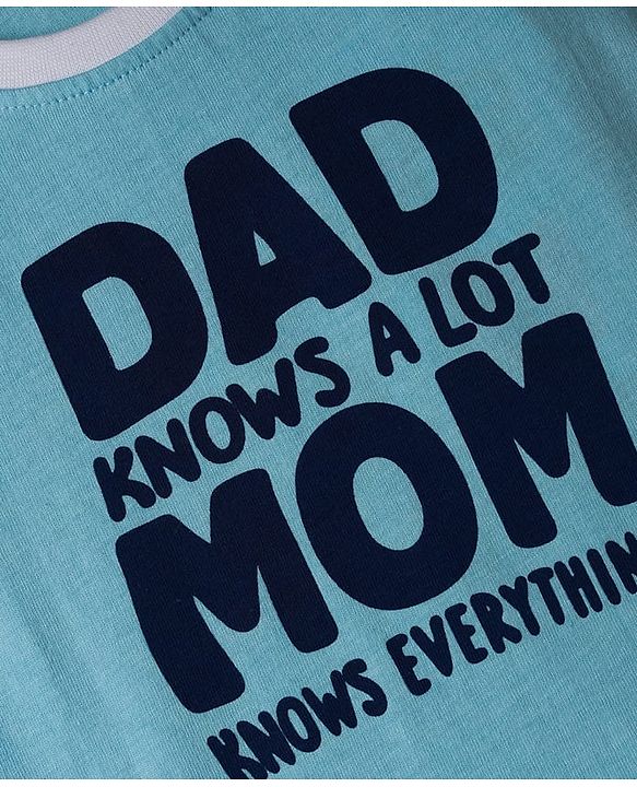 Babyhug 100% Cotton Knit Full Sleeves T-Shirt with Text Graphic - Light Blue