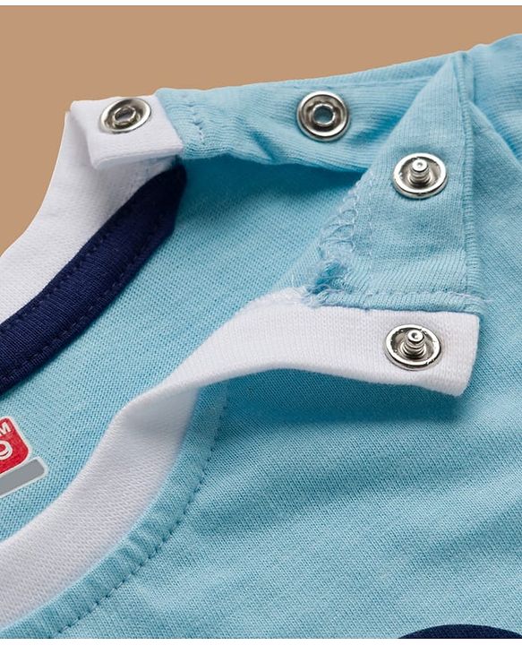 Babyhug 100% Cotton Knit Full Sleeves T-Shirt with Text Graphic - Light Blue