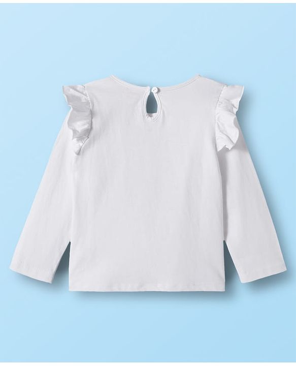 Babyhug 100% Cotton Knit Full Sleeves T-Shirts with Frill Detailing Polka Dots & Floral Print Pack of 3 - Red Yellow & White