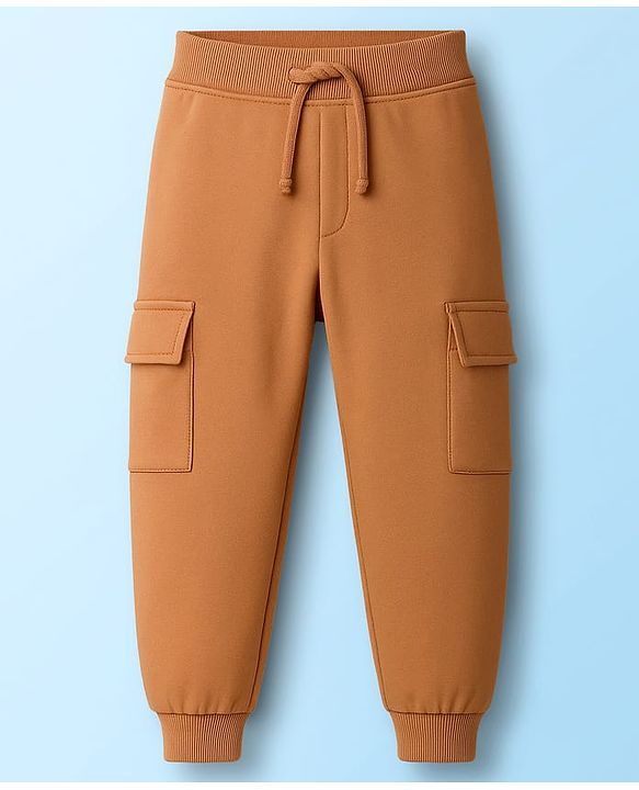 Babyhug Single Jersey Knit Full Sleeves Solid Color Shirt & Joggers Set with Inner Tee - Brown